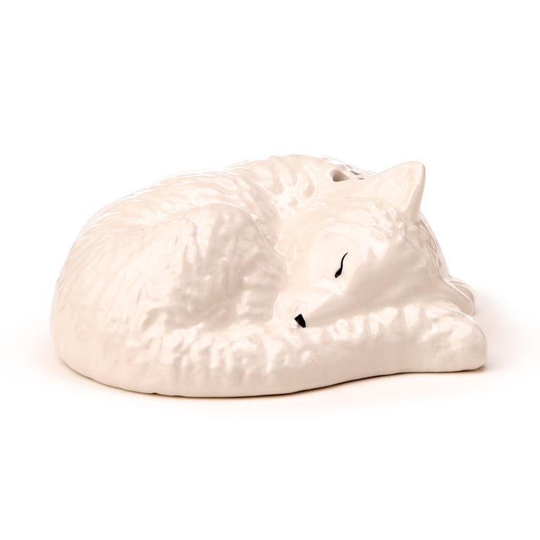 Ceramic Salt & Pepper Set - White Wolf, Dolomite Material, Food Safe & Dishwasher Not Required