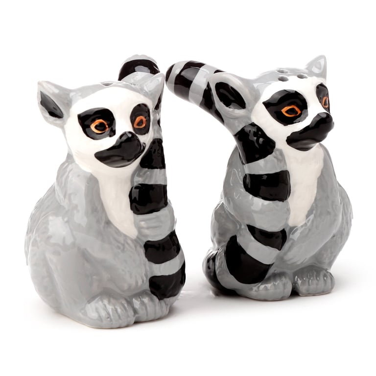 Ceramic Lemur Salt & Pepper Set - Food Safe and Fillable