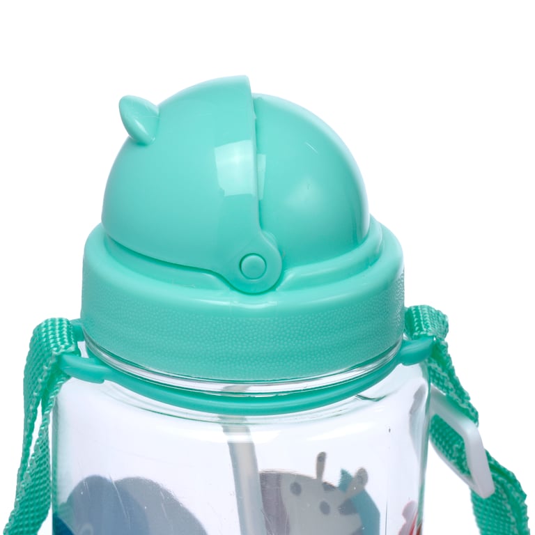 Zooniverse Shatterproof Kids Water Bottle - 450ml BPA Free Flip Straw Reusable Bottle