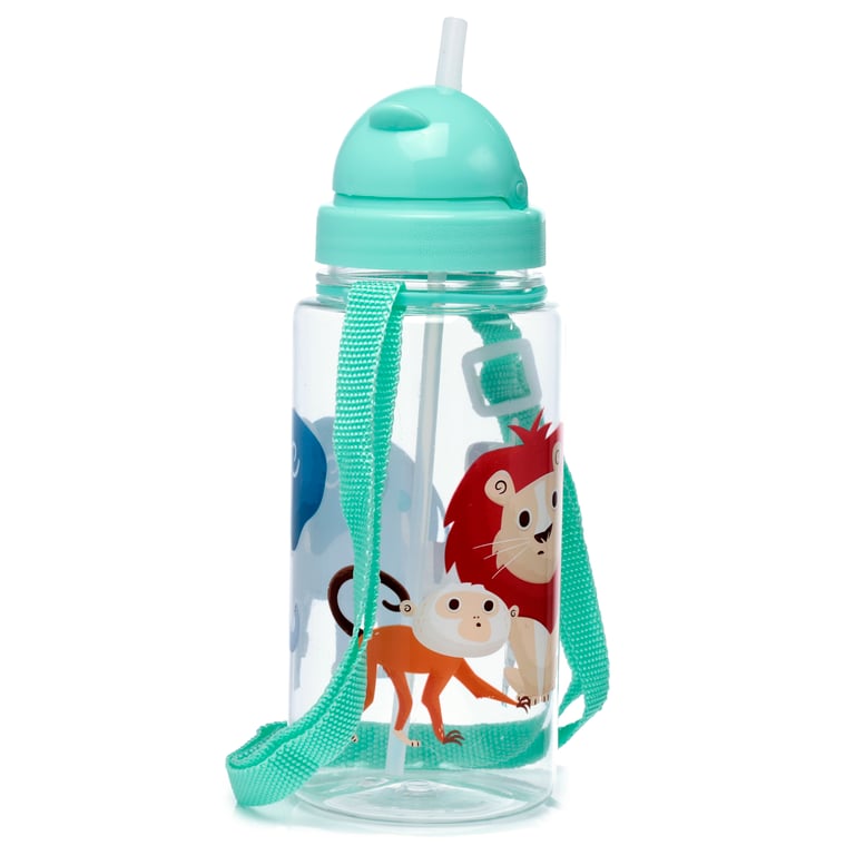 Zooniverse Shatterproof Kids Water Bottle - 450ml BPA Free Flip Straw Reusable Bottle