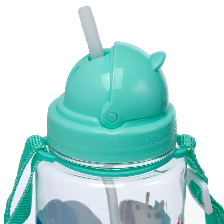 Zooniverse Shatterproof Kids Water Bottle - 450ml BPA Free Flip Straw Reusable Bottle
