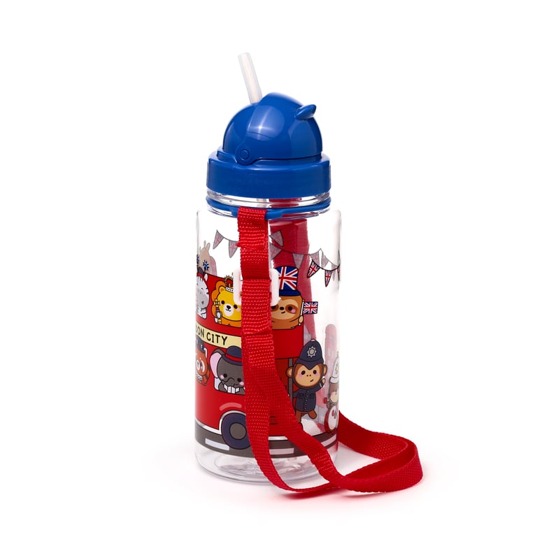 Shatterproof Kids Water Bottle 450ml - BPA Free Flip Straw Design