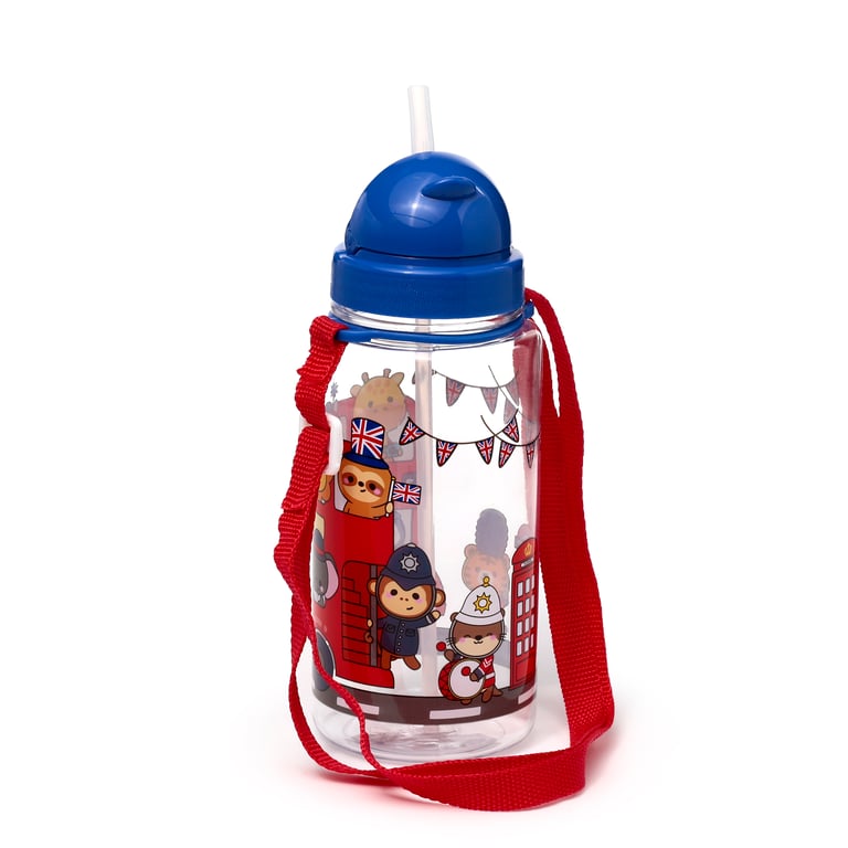 Shatterproof Kids Water Bottle 450ml - BPA Free Flip Straw Design