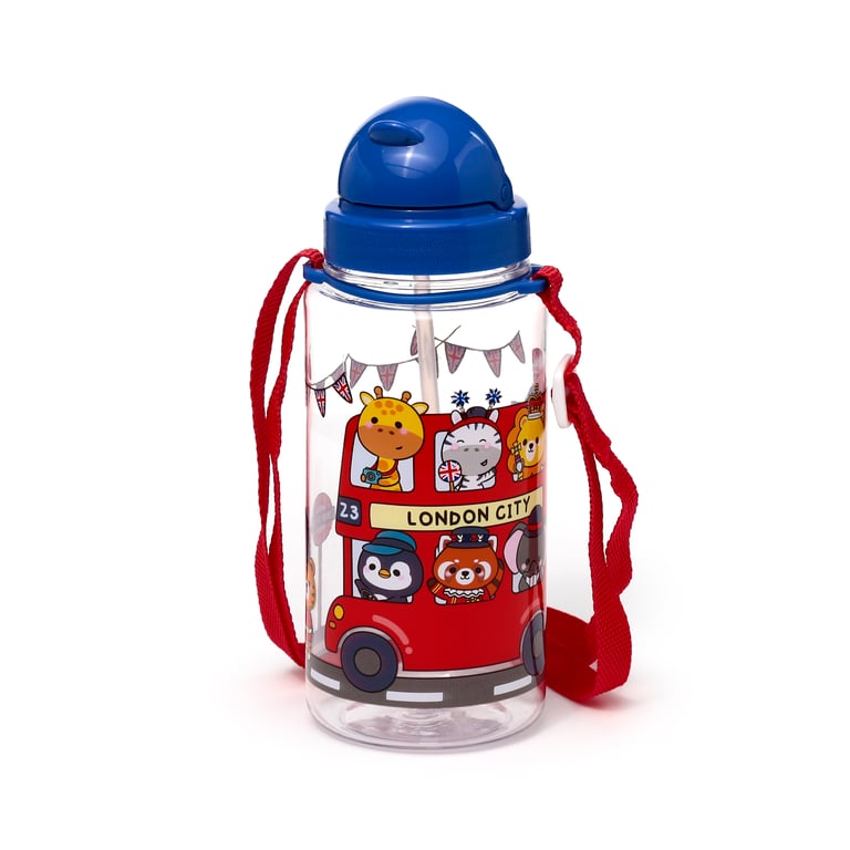 Shatterproof Kids Water Bottle 450ml - BPA Free Flip Straw Design