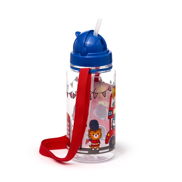 Shatterproof Kids Water Bottle 450ml - BPA Free Flip Straw Design