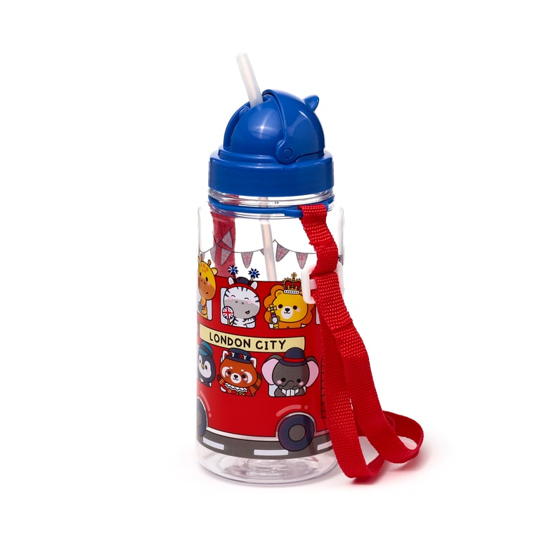 Shatterproof Kids Water Bottle 450ml - BPA Free Flip Straw Design