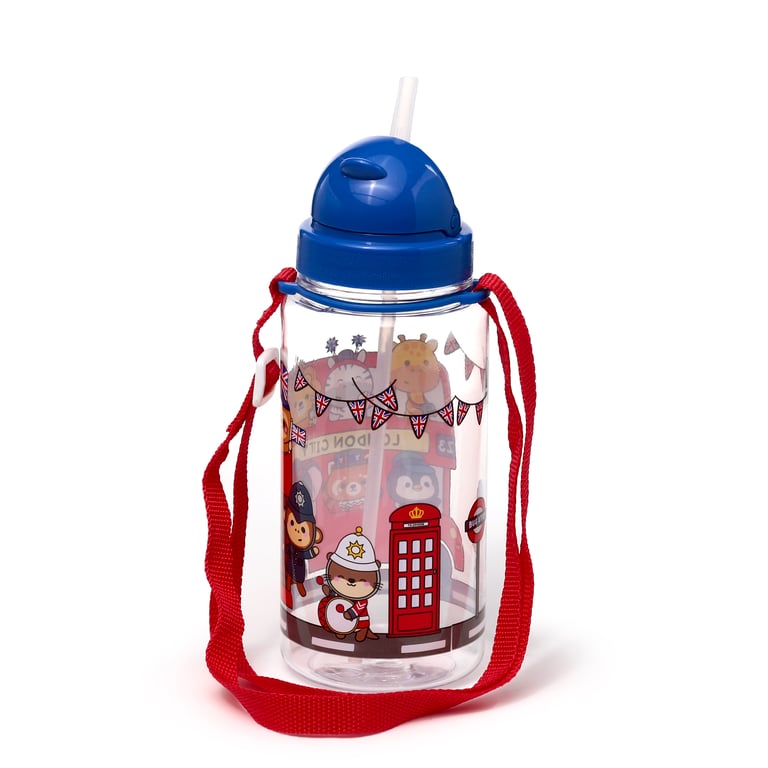 Shatterproof Kids Water Bottle 450ml - BPA Free Flip Straw Design
