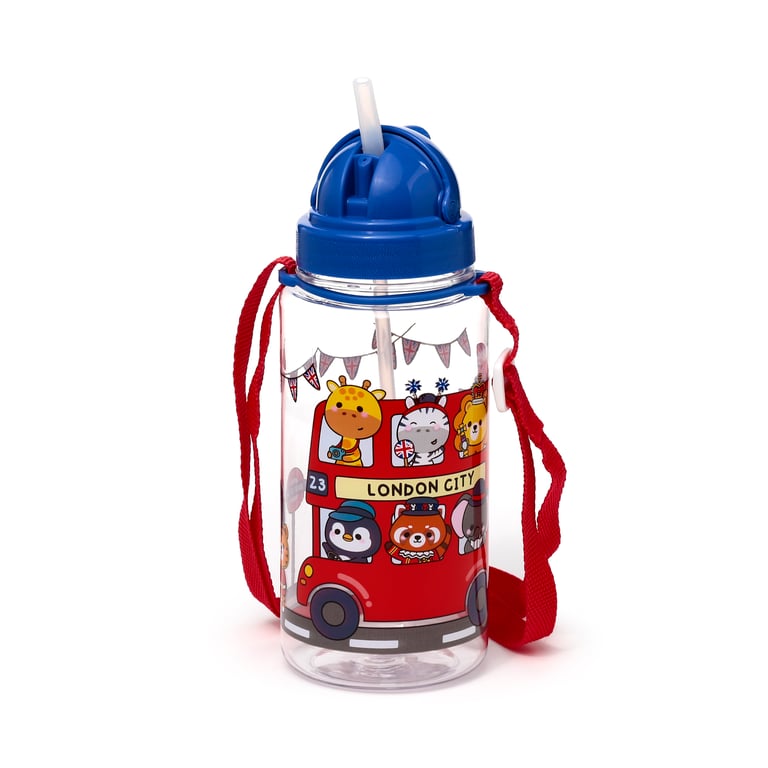 Shatterproof Kids Water Bottle 450ml - BPA Free Flip Straw Design