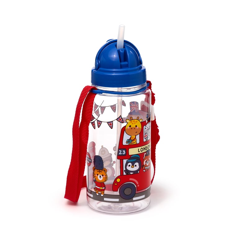 Shatterproof Kids Water Bottle 450ml - BPA Free Flip Straw Design