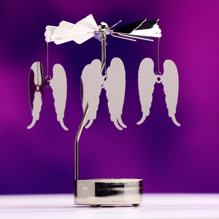 Spinning Angel Wings Tea Light Carousel Holder - Aluminium & Stainless Steel Construction