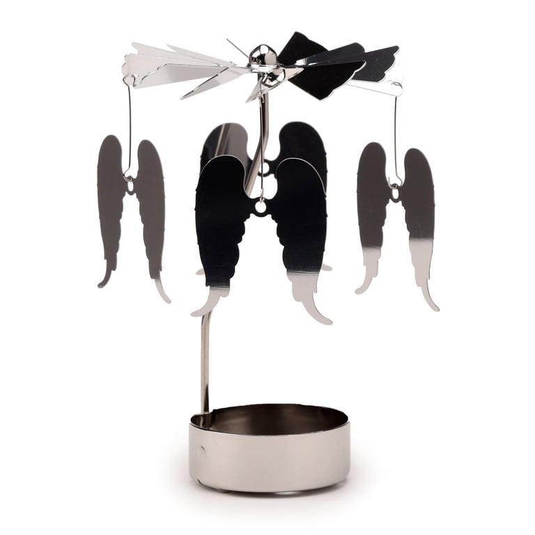 Spinning Angel Wings Tea Light Carousel Holder - Aluminium & Stainless Steel Construction