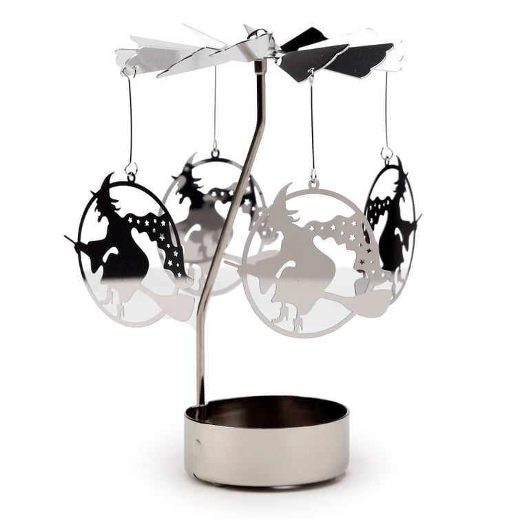 Spinning Tea Light Carousel Candle Holder - Witch Halloween Decor