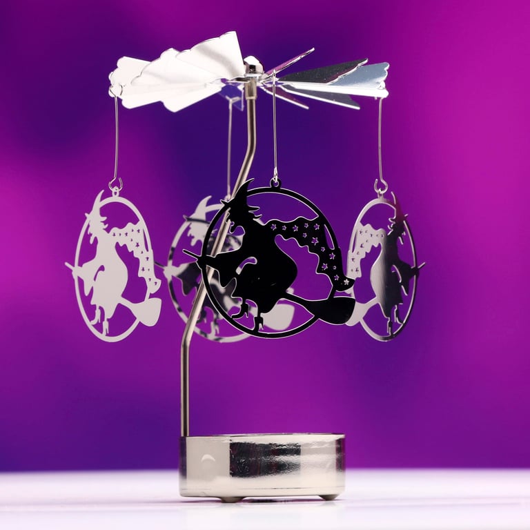 Spinning Tea Light Carousel Candle Holder - Witch Halloween Decor