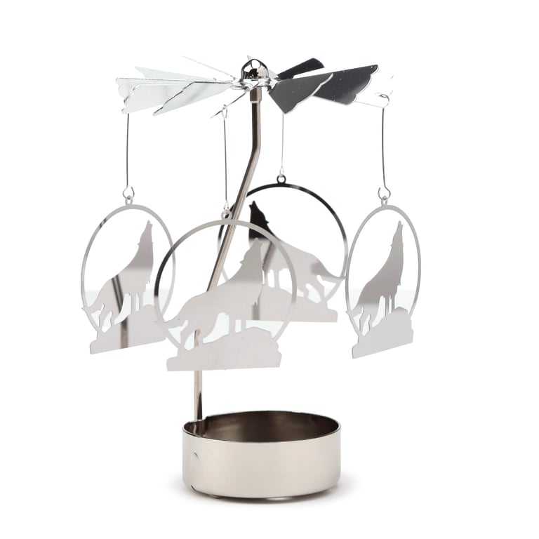 Aluminium Spinning Tea Light Carousel Holder - Iron and Stainless Steel Stand