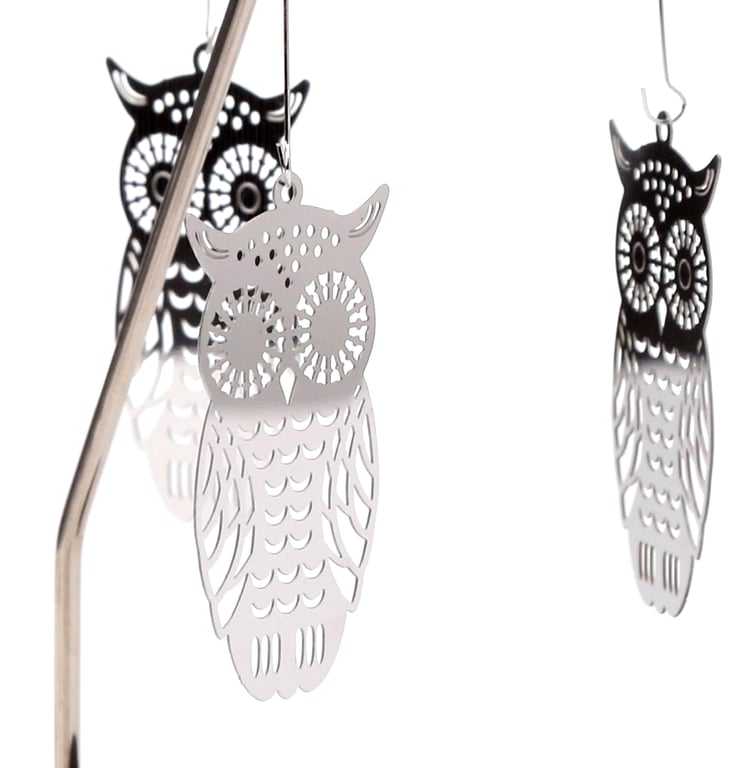 Aluminium Stainless Steel Iron Spinning Tea Light Carousel Owl Candle Holder