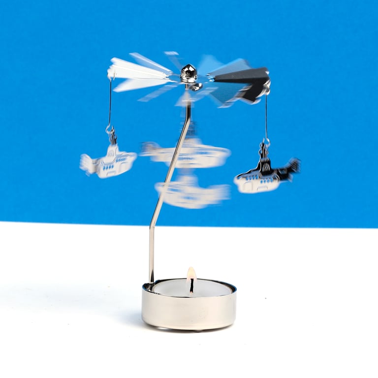 Yellow Submarine Spinning Tea Light Carousel Candle Holder - Aluminium & Stainless Steel Construction