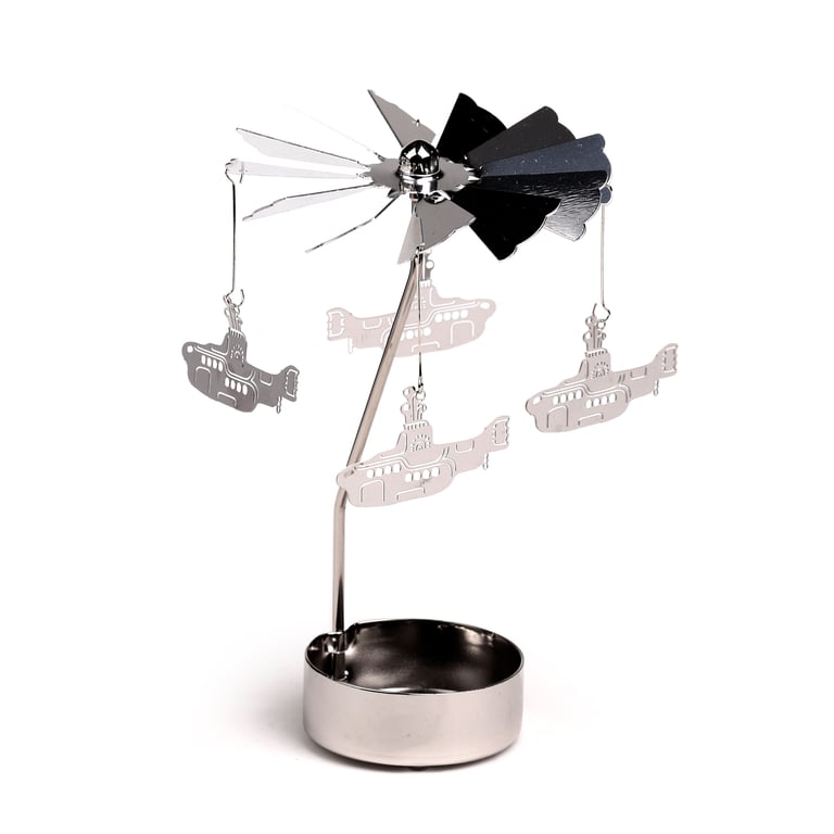Yellow Submarine Spinning Tea Light Carousel Candle Holder - Aluminium & Stainless Steel Construction