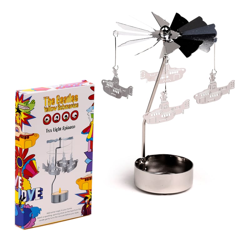Yellow Submarine Spinning Tea Light Carousel Candle Holder - Aluminium & Stainless Steel Construction
