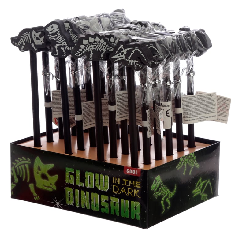 CE Marked Dinosaur Pencil Set with Glow-in-the-Dark Eraser and Wood and Rubber Construction