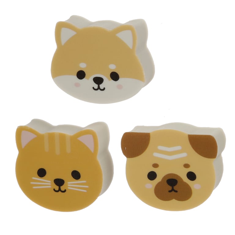 CE Marked Rubber Eraser 3 Piece Set by Adoramals Pets