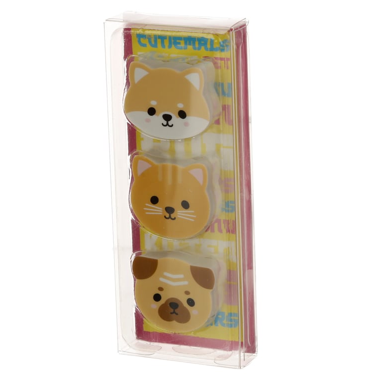 CE Marked Rubber Eraser 3 Piece Set by Adoramals Pets