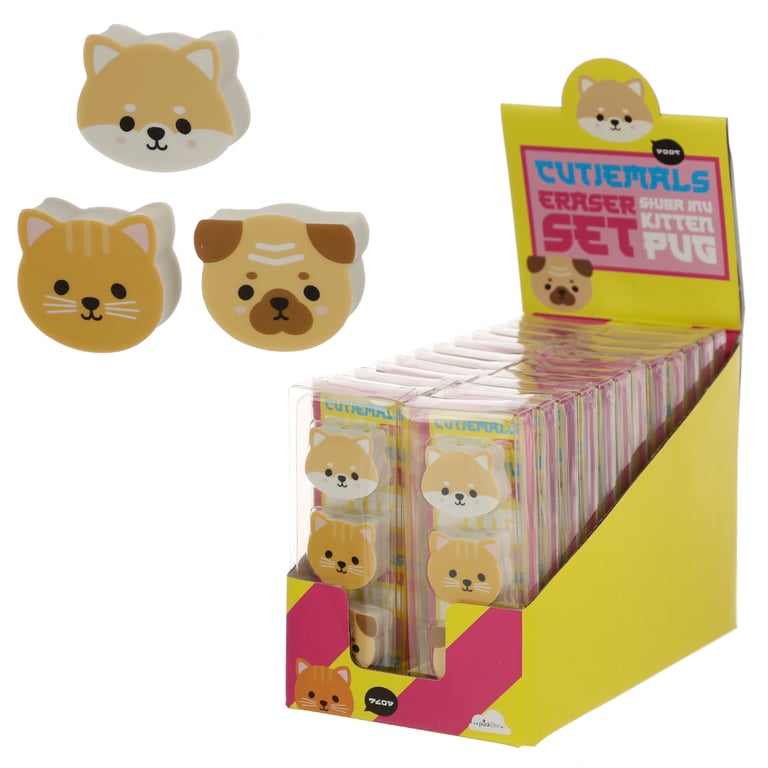 CE Marked Rubber Eraser 3 Piece Set by Adoramals Pets