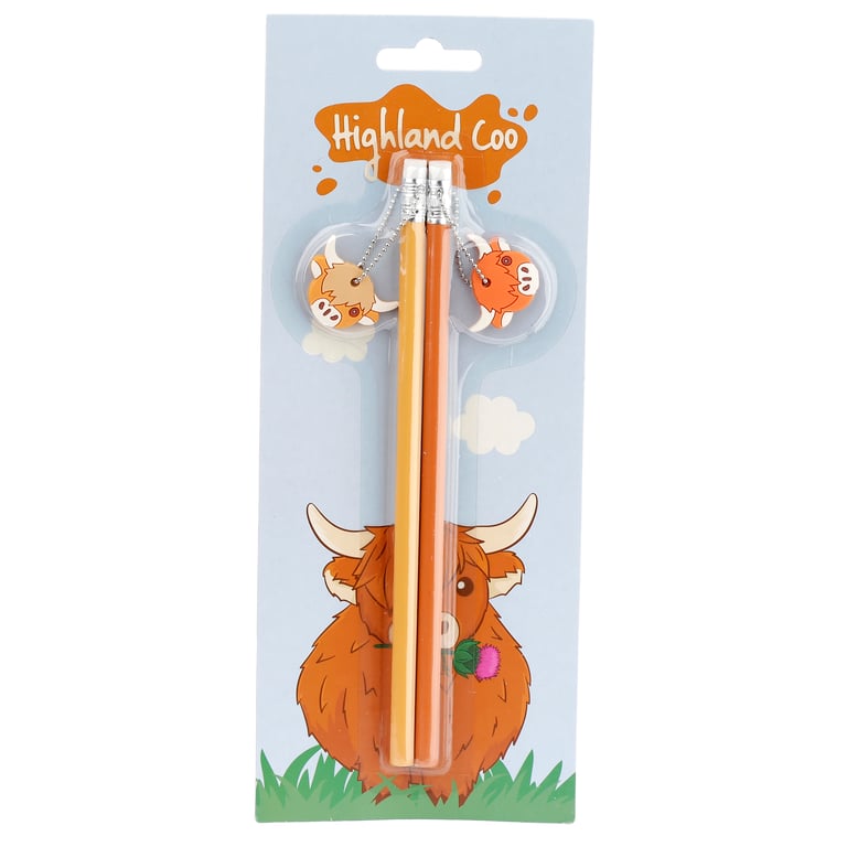 CE Marked PVC Charm Pencils Set - Highland Coo Cow Educational Toys for Kids