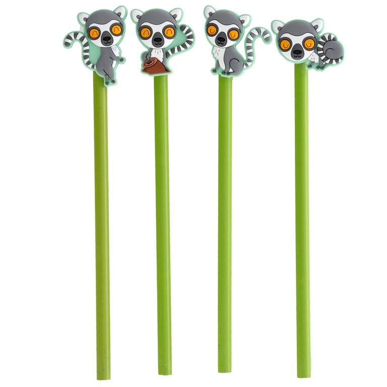 Wood Pencil with PVC Topper - Lemur Mob Stationery Writing Tool