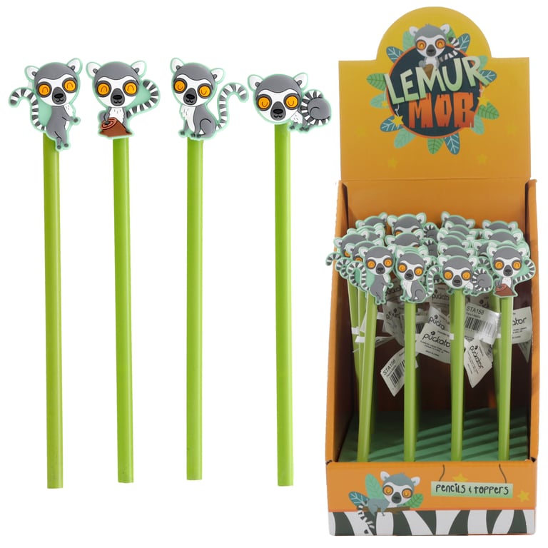 Wood Pencil with PVC Topper - Lemur Mob Stationery Writing Tool