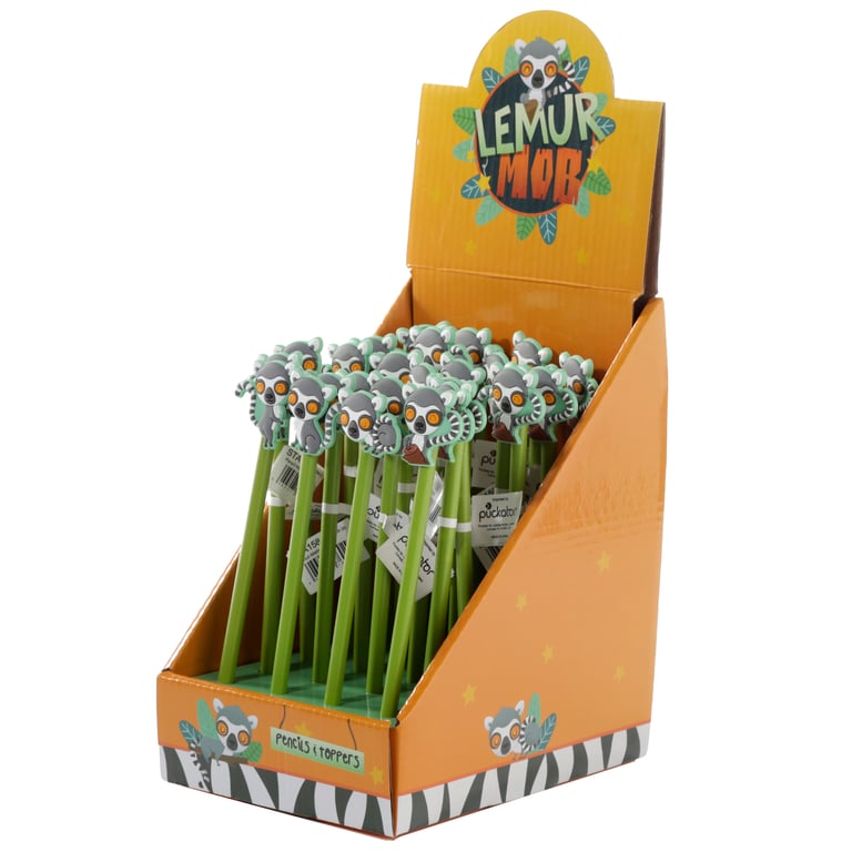 Wood Pencil with PVC Topper - Lemur Mob Stationery Writing Tool