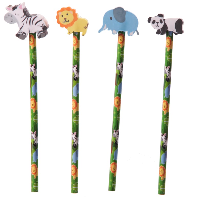 Novelty Kids Jungle Pencils - CE Marked, EN71 Compliant HB Pencils for Children