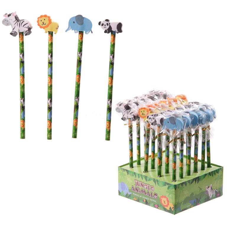 Novelty Kids Jungle Pencils - CE Marked, EN71 Compliant HB Pencils for Children