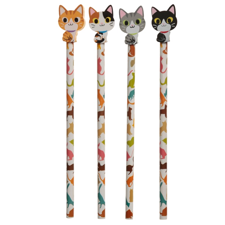 CE Marked Wood and Rubber Cat Pencil Set - HB Pencil for Children s Art Supplies