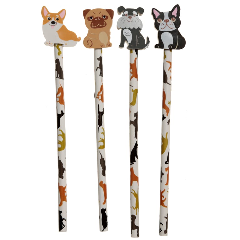 CE Marked Wooden Dog Pencil and Eraser Set - EN71 Compliant HB Pencil for Kids