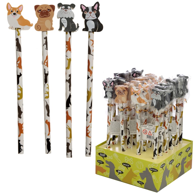 CE Marked Wooden Dog Pencil and Eraser Set - EN71 Compliant HB Pencil for Kids