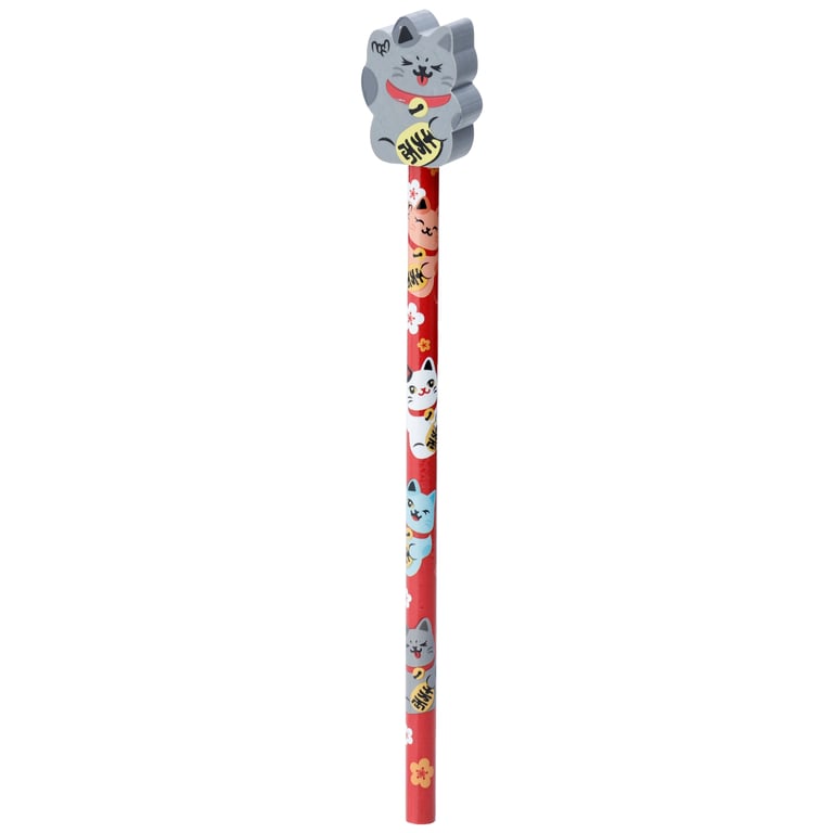 Maneki Neko CE Marked Wood Pencil and Eraser Set - Child Safe Stationery