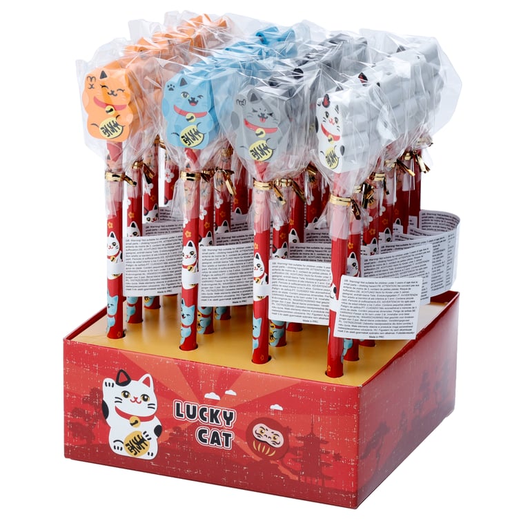 Maneki Neko CE Marked Wood Pencil and Eraser Set - Child Safe Stationery