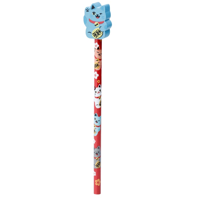 Maneki Neko CE Marked Wood Pencil and Eraser Set - Child Safe Stationery