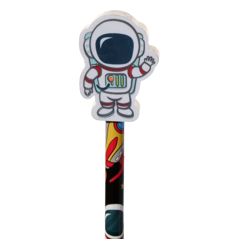 Wooden Space Pencil and Eraser Topper Set - CE Marked, Kids Art Supplies