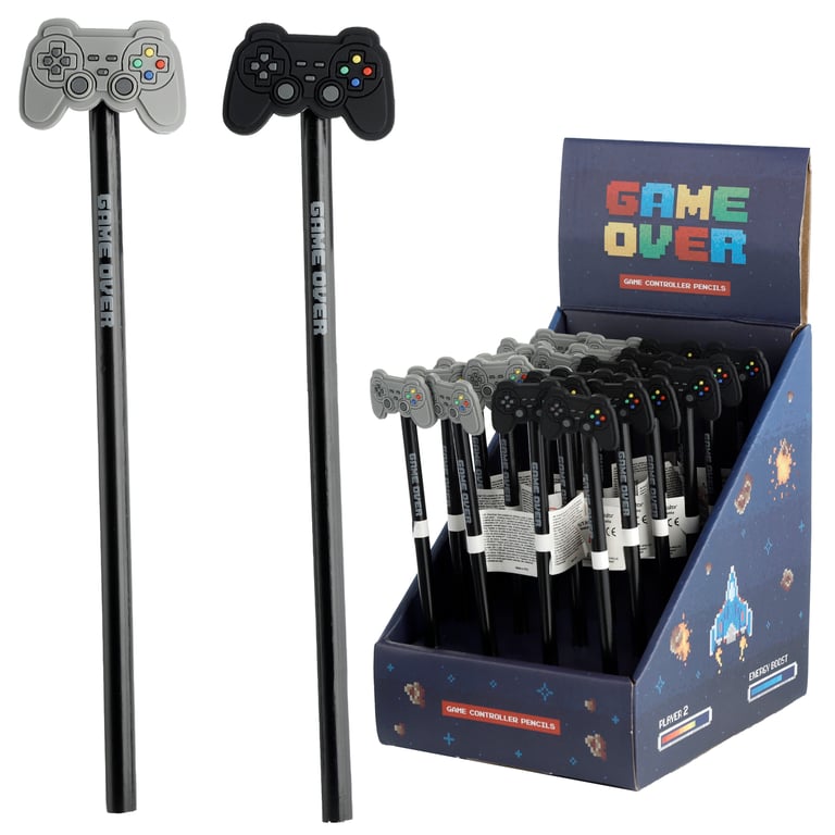 Pencil with PVC Topper - Game Over, Wooden and Poplar Wood Office Supply