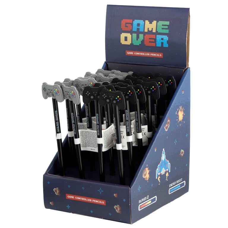 Pencil with PVC Topper - Game Over, Wooden and Poplar Wood Office Supply