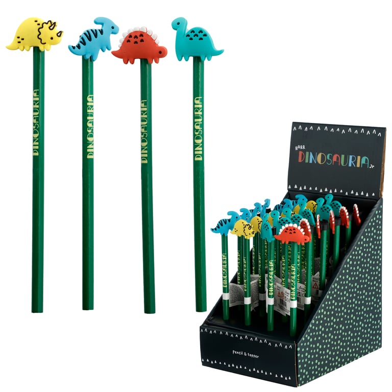 Pencil with PVC Topper - Dinosauria Design Wood Pencil for School Drawing Tool