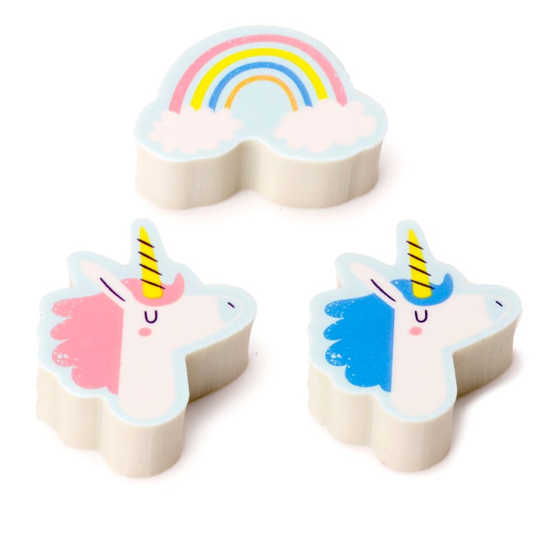 Unicorn Magic Eraser 3 Piece Set - CE/EN71 Marked Rubber Erasers