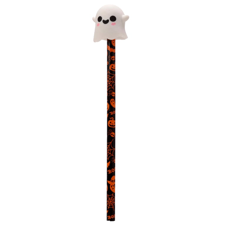 Ghost Pencil & Eraser Topper - CE Marked, EN71 Compliant, Halloween Decoration Set