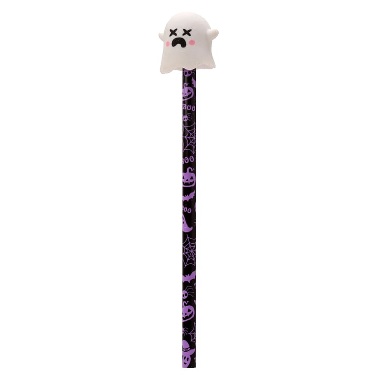 Ghost Pencil & Eraser Topper - CE Marked, EN71 Compliant, Halloween Decoration Set