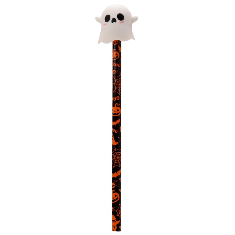 Ghost Pencil & Eraser Topper - CE Marked, EN71 Compliant, Halloween Decoration Set