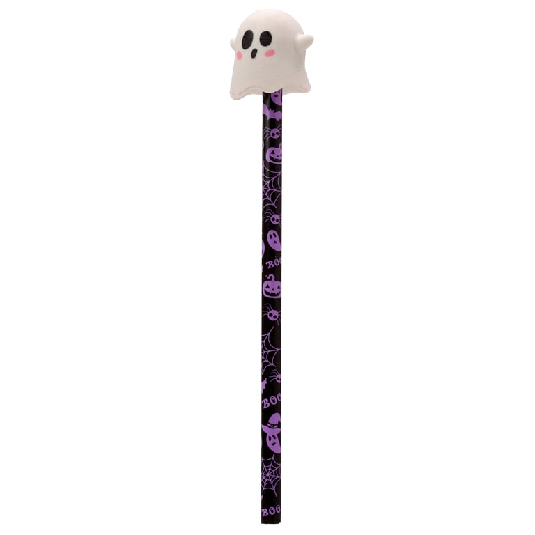 Ghost Pencil & Eraser Topper - CE Marked, EN71 Compliant, Halloween Decoration Set