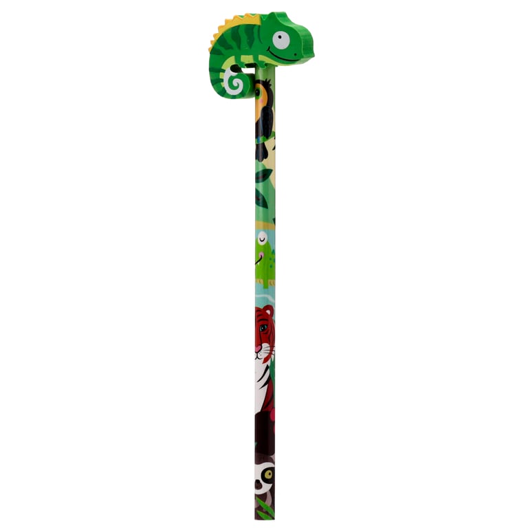 Wild Animal Pencil & Eraser Topper - CE Marked, EN71 Compliant HB Pencil Set for Children