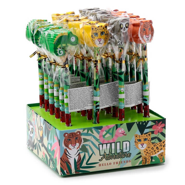 Wild Animal Pencil & Eraser Topper - CE Marked, EN71 Compliant HB Pencil Set for Children
