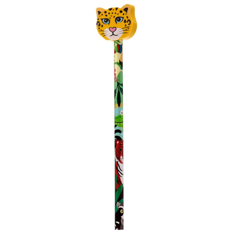 Wild Animal Pencil & Eraser Topper - CE Marked, EN71 Compliant HB Pencil Set for Children